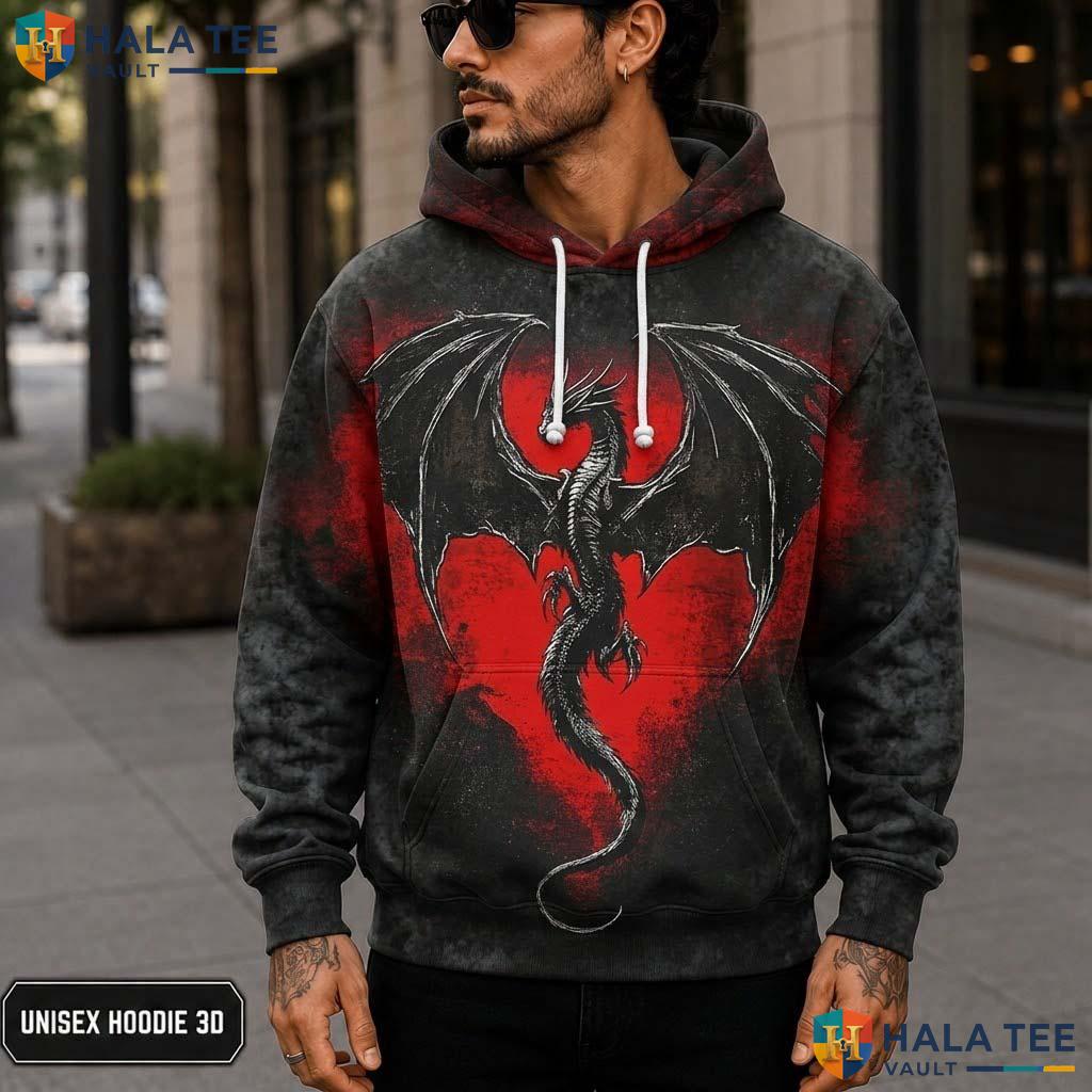 Red Cool Dragon Skull Hoodie Men Women 3D Graphic Novelty Pullover Top 3D Printed Hoodie