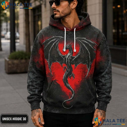 Red Cool Dragon Skull Hoodie Men Women 3D Graphic Novelty Pullover Top 3D Printed Hoodie