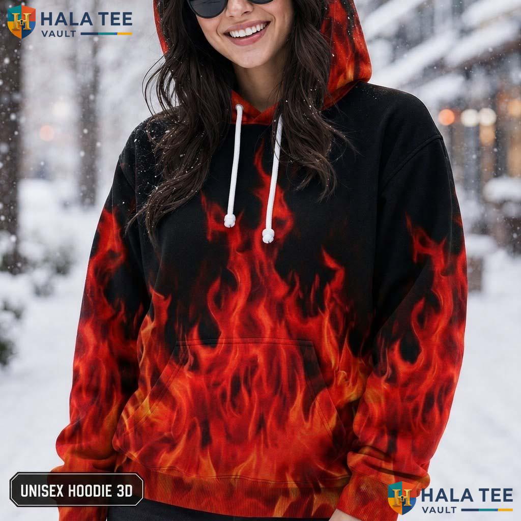 Red Fire Kids Galaxy Hoodie Novelty 3D Printed Pullover Girl Boy Top AOP Hoodie