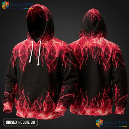 Red Flame Skull 3D Hoodie Men Women Graphic Novelty Pullover Apparel