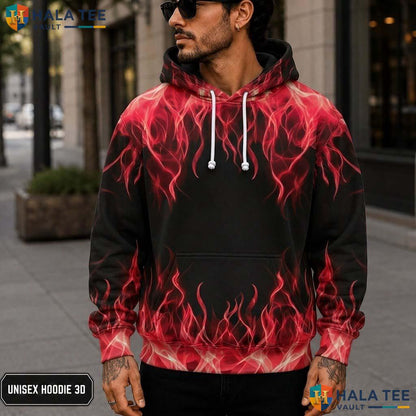 Red Flame Skull 3D Printed Hoodie Men Women Graphic Novelty Pullover Apparel