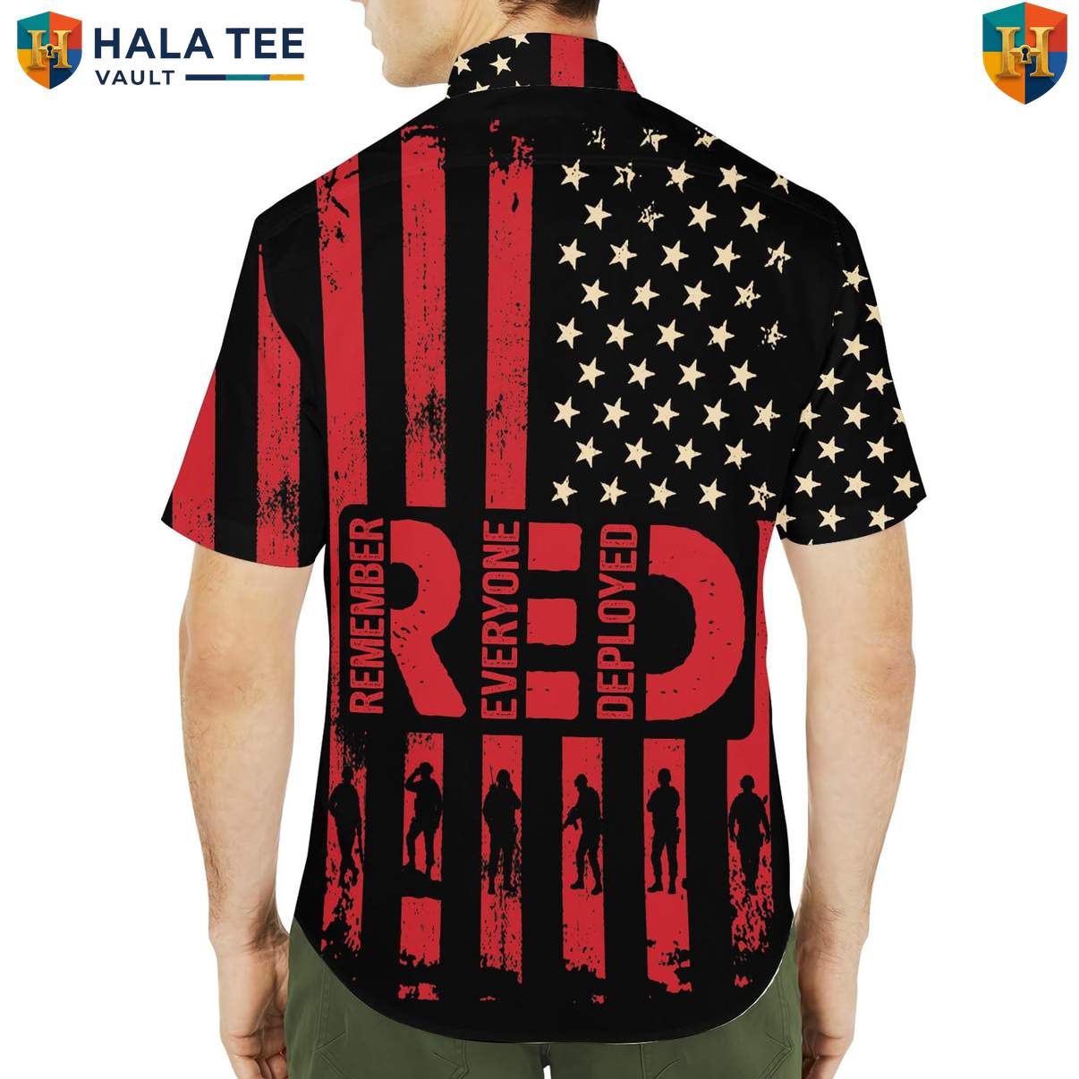 Red Friday Veteran Aloha Tee Shirt Mens Military Support Remember Deployed Gear