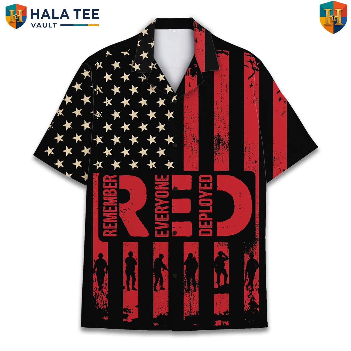 Red Friday Veteran Aloha T-Shirt Mens Military Support Remember Deployed Gear