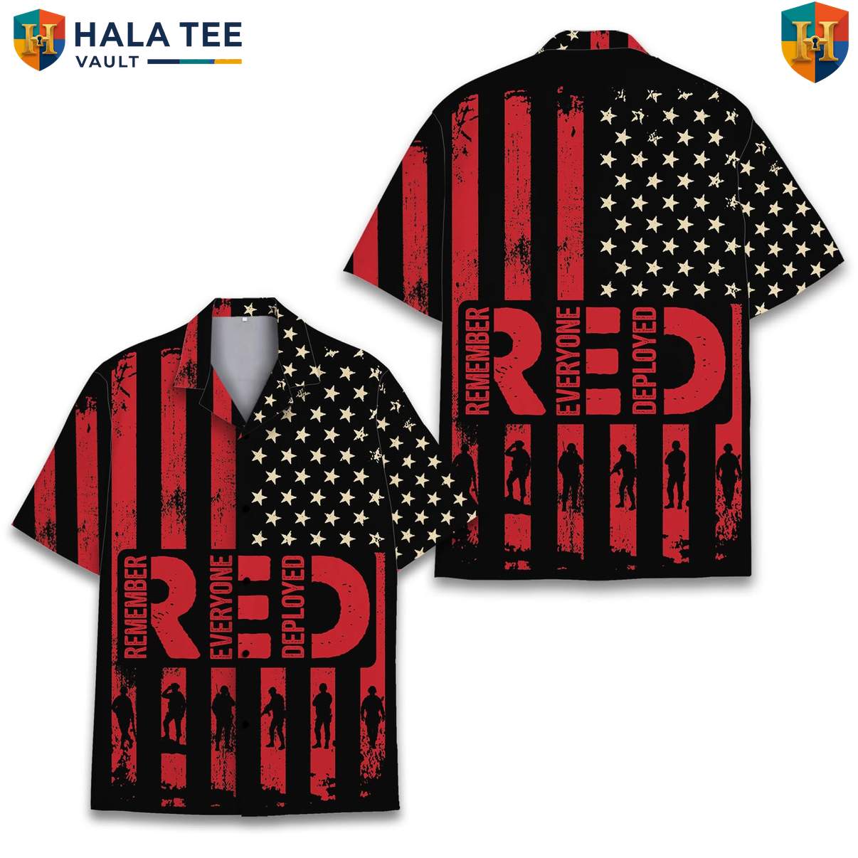 Red Friday Veteran Aloha TShirt Mens Military Support Remember Deployed Gear