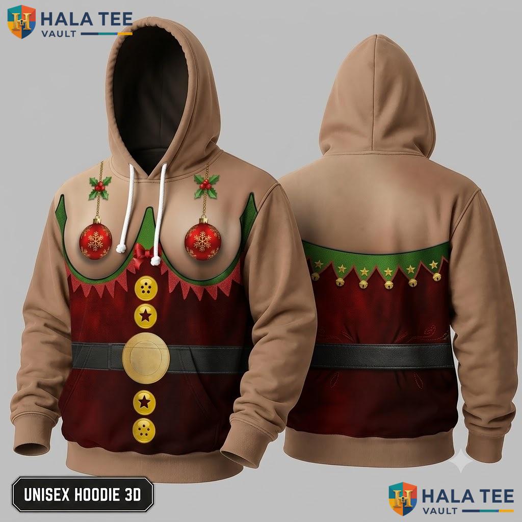 Red Green Gold Sweater Christmas 3D Hoodie Classic Festive Mens Top