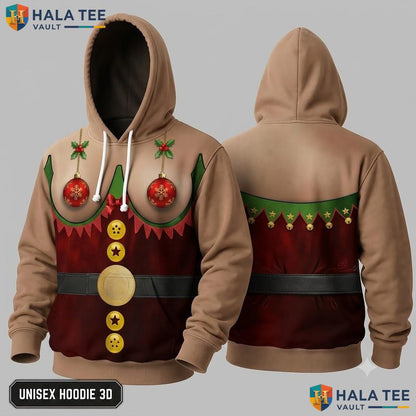 Red Green Gold Sweater Christmas 3D Hoodie Classic Festive Mens Top