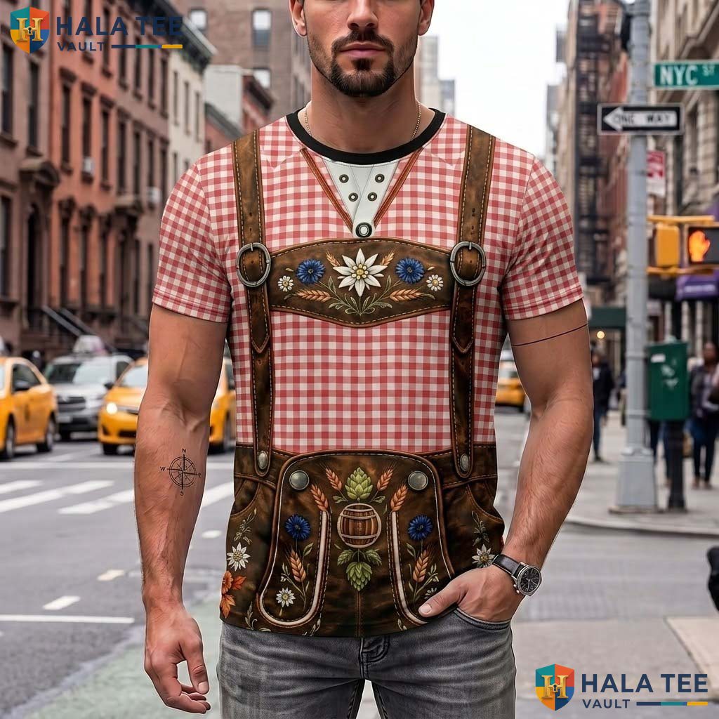 Red Oktoberfest Costume 3D Printed T-Shirt Mens German Holiday Festival Cosplay Top
