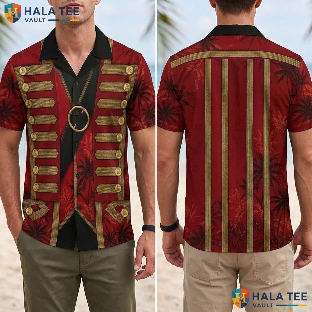 Red Ringmaster Halloween Hawaiian Shirt Circus Carnival Cosplay Top Adult