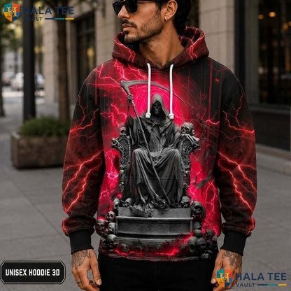 Red Skull Lightning Reaper 3D Printed Hoodie Gothic Graphic Casual Streetwear