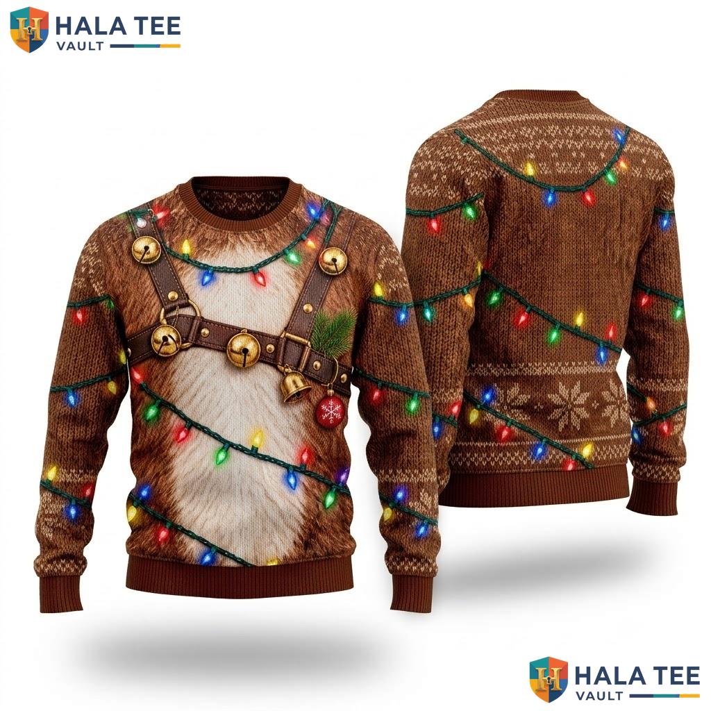 Reindeer Costume Ugly Christmas Sweater Funny Holiday Xmas Graphic Top