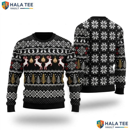 Reindeer Fair Isle Ugly Xmas Sweater Funny Mens Christmas Graphic Outfit