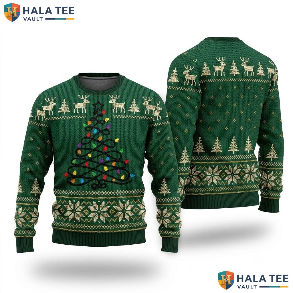 Reindeer Snowflake Tree Ugly Christmas Sweater Festive Holiday Apparel