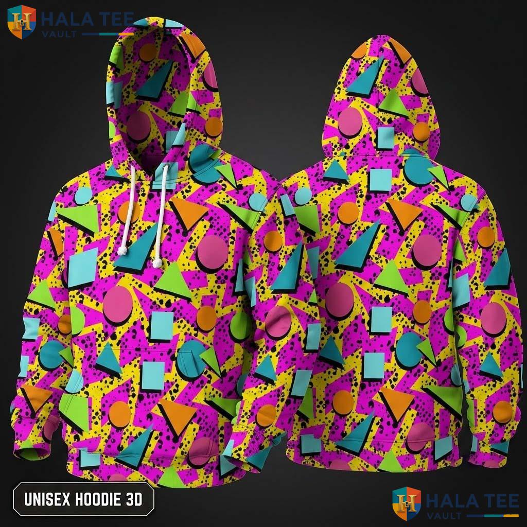 Retro 80s 90s Shape 3D Hoodie Vibrant Inspired Unisex Graphic Apparel
