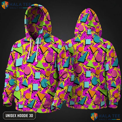 Retro 80s 90s Shape 3D Hoodie Vibrant Inspired Unisex Graphic Apparel