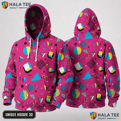 Retro Geometric Shape 3D Hoodie Vibrant Funny Graphic Casual Apparel