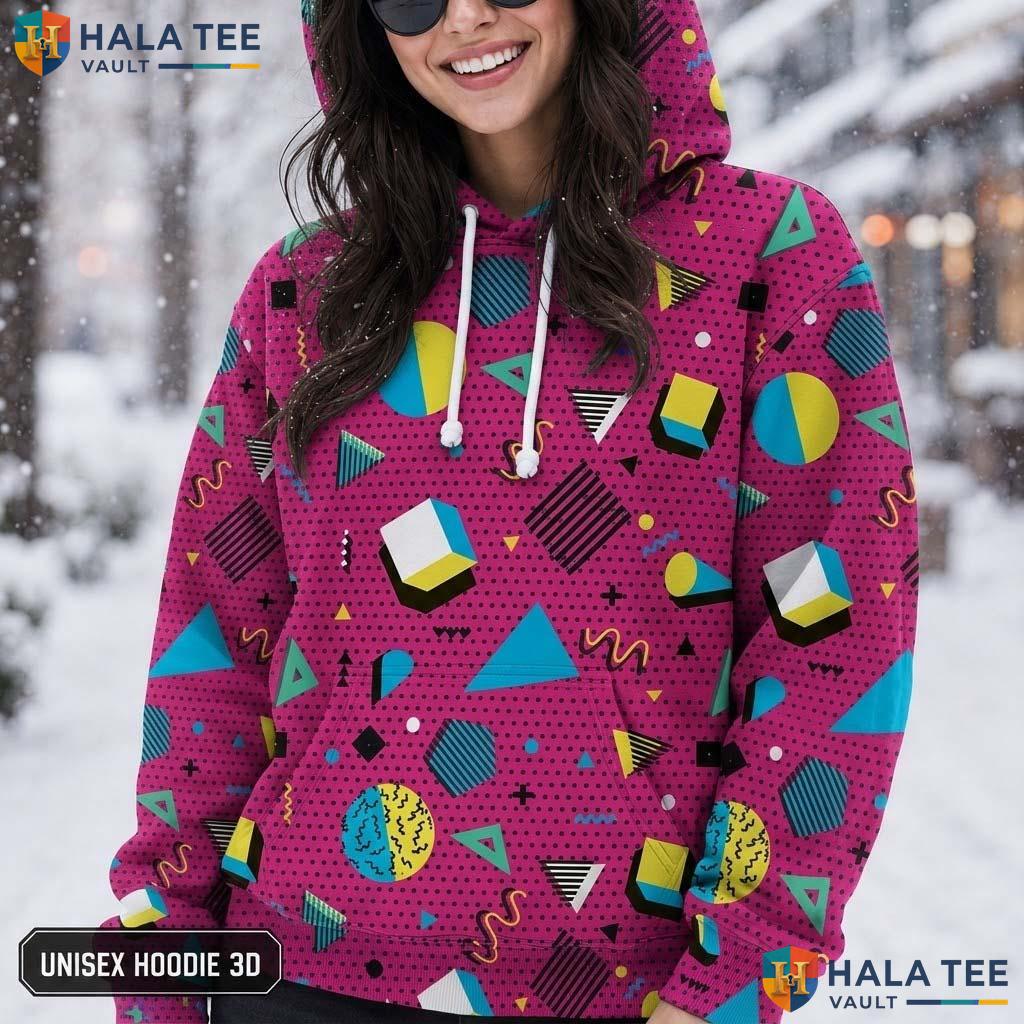Retro Geometric Shape 3D Printed Hoodie Vibrant Funny Graphic Casual Apparel