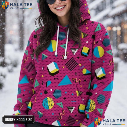 Retro Geometric Shape 3D Printed Hoodie Vibrant Funny Graphic Casual Apparel
