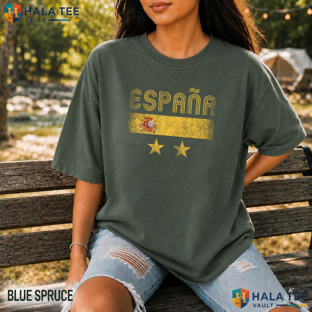 Retro Grunge Spain Flag Garment-Dyed T-Shirt Espana Pride Graphic Apparel