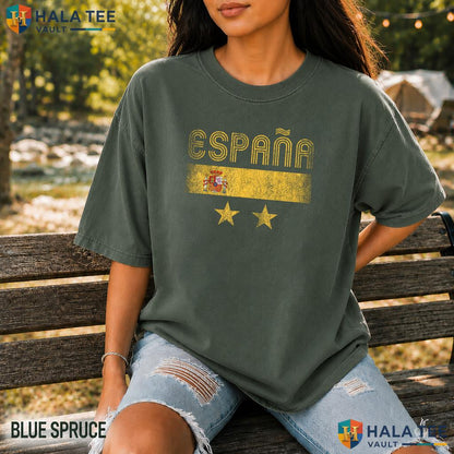 Retro Grunge Spain Flag Garment-Dyed T-Shirt Espana Pride Graphic Apparel