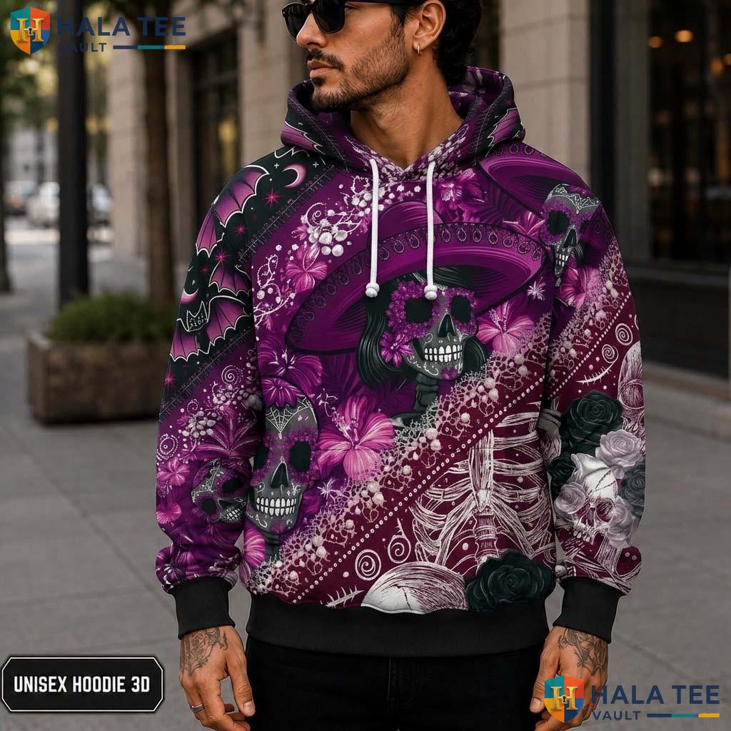 Retro Skull Floral 3D Printed Hoodie Vibrant Gothic Graphic Unisex Sweatshirt