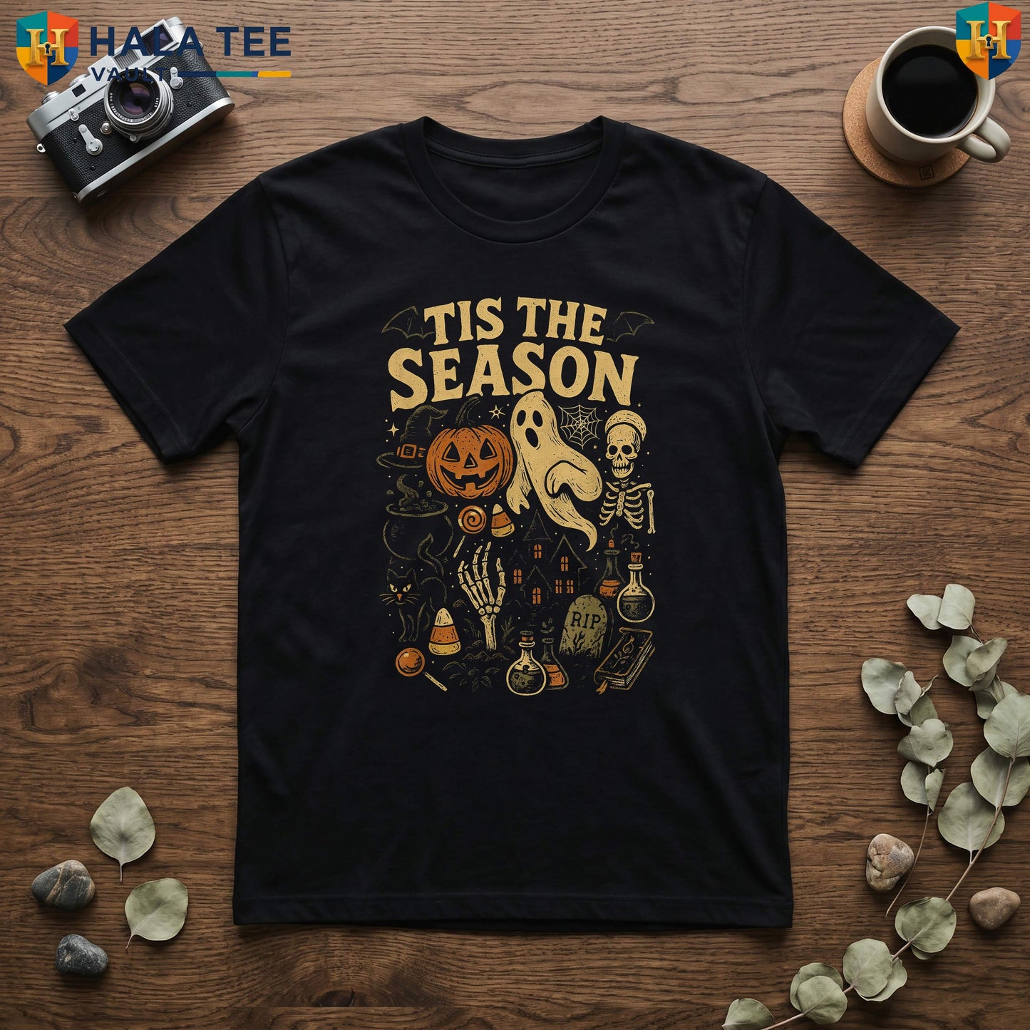 Retro Tis The Season Halloween TShirt Spooky Vintage Holiday Graphic Apparel