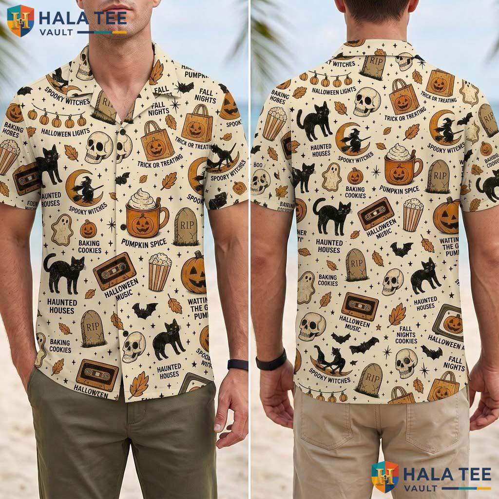 Retro Witch Halloween Hawaiian Shirt Tis The Season Pumpkin Aloha Adult