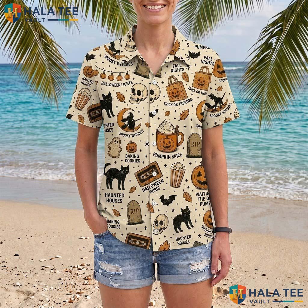 Retro Witch Halloween Hawaiian Shirt Tis The Season Pumpkin Aloha Adult