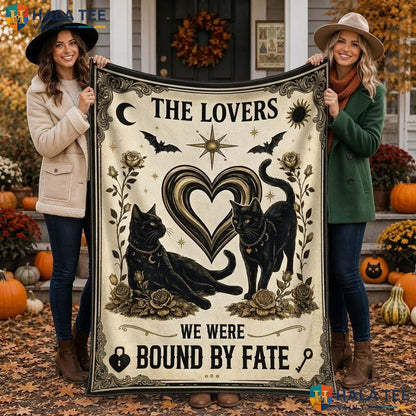 Romantic Black Cat Halloween Blanket Gothic Fate Lover Gift Throw