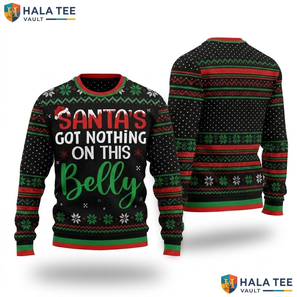 Santa Belly Pregnancy Christmas Sweater Funny Maternity Holiday
