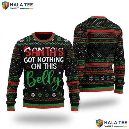 Santa Belly Pregnancy Christmas Sweater Funny Maternity Holiday