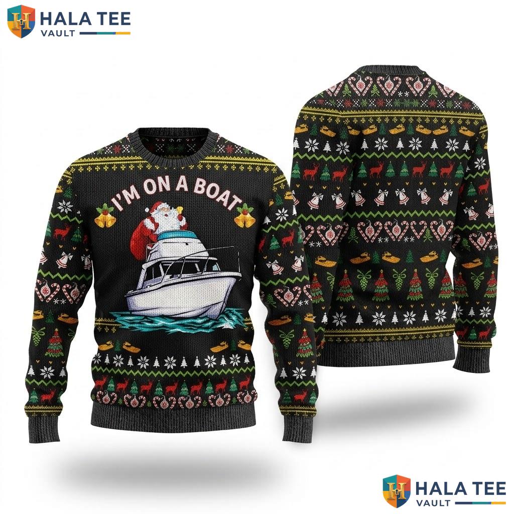 Santa Boat Duck Funny Ugly Christmas Sweater Xmas Graphic Holiday Outfit