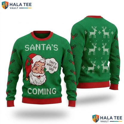 Santa Claus Reindeer Ugly Xmas Sweater Funny Snowflake Mens Graphic Top