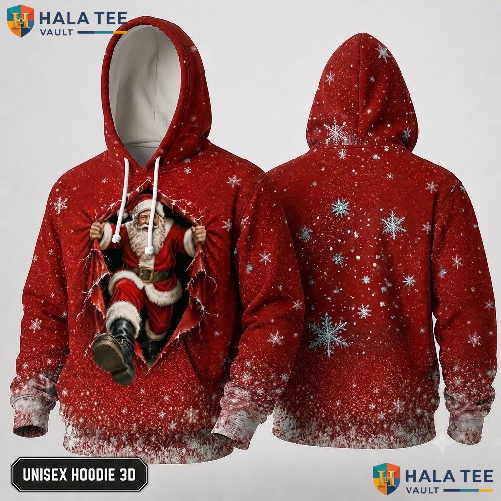 Santa Claus Winter Vibrant Xmas 3D Hoodie Playful Festive Outfit