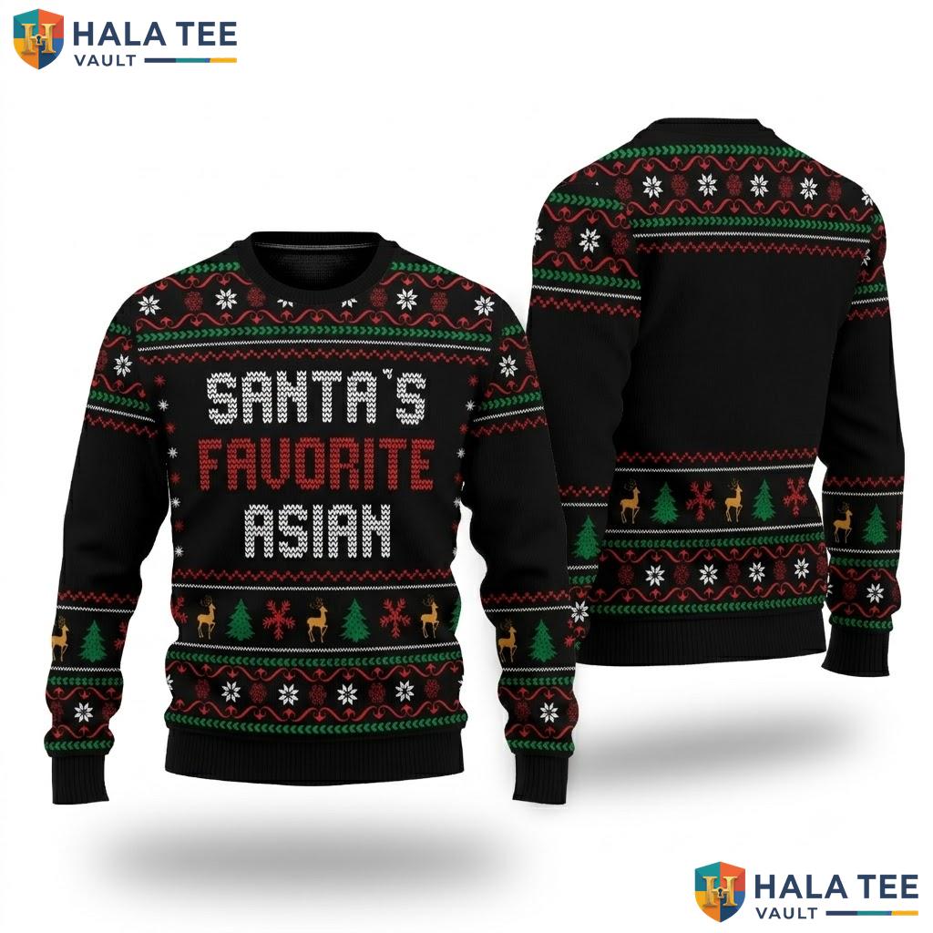 Santa Favorite Asian Ugly Christmas Sweater Funny Pajama Holiday