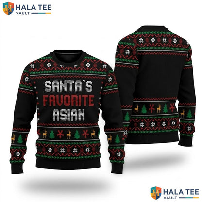 Santa Favorite Asian Ugly Christmas Sweater Funny Pajama Holiday