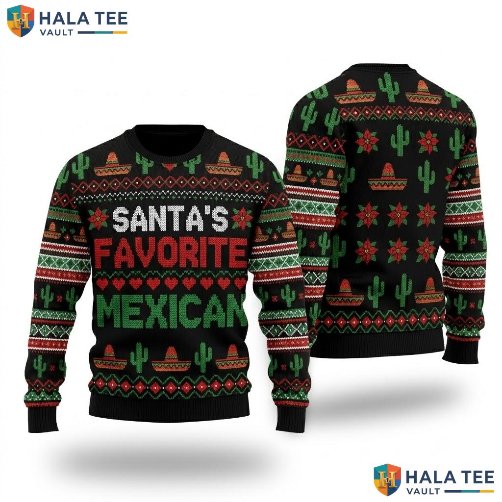 Santa Favorite Mexican Ugly Christmas Sweater Funny Xmas Holiday
