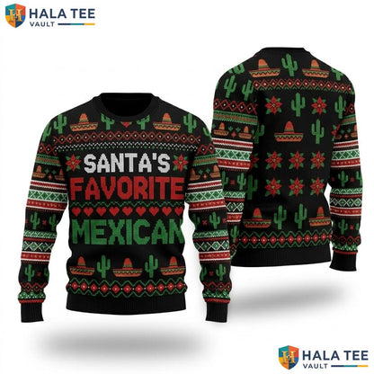 Santa Favorite Mexican Ugly Christmas Sweater Funny Xmas Holiday