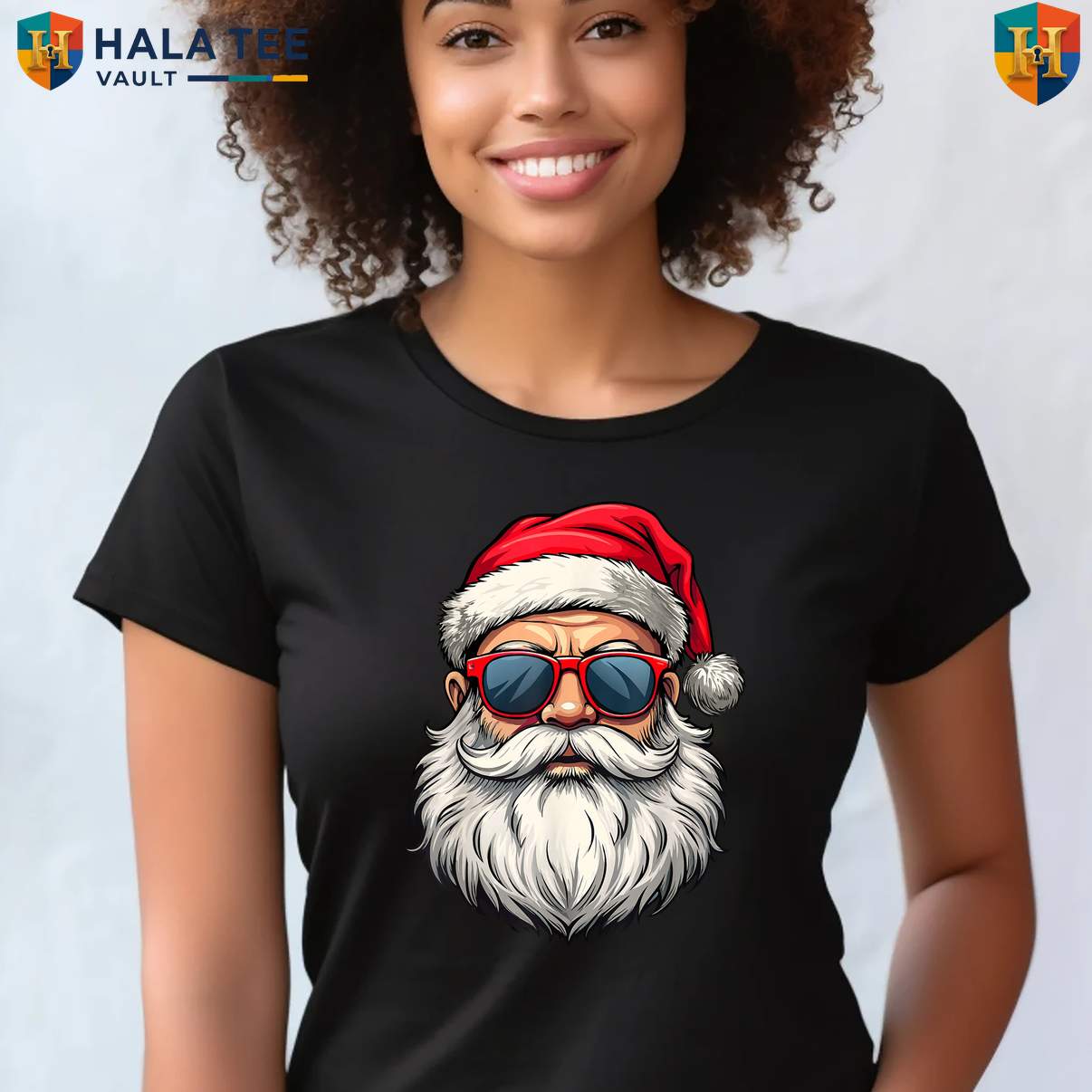 Santa Retro Sunglasses Christmas Shirt Cool Holiday Party Graphic Boys Top