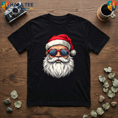 Santa Retro Sunglasses Christmas T-Shirt Cool Holiday Party Graphic Boys Top