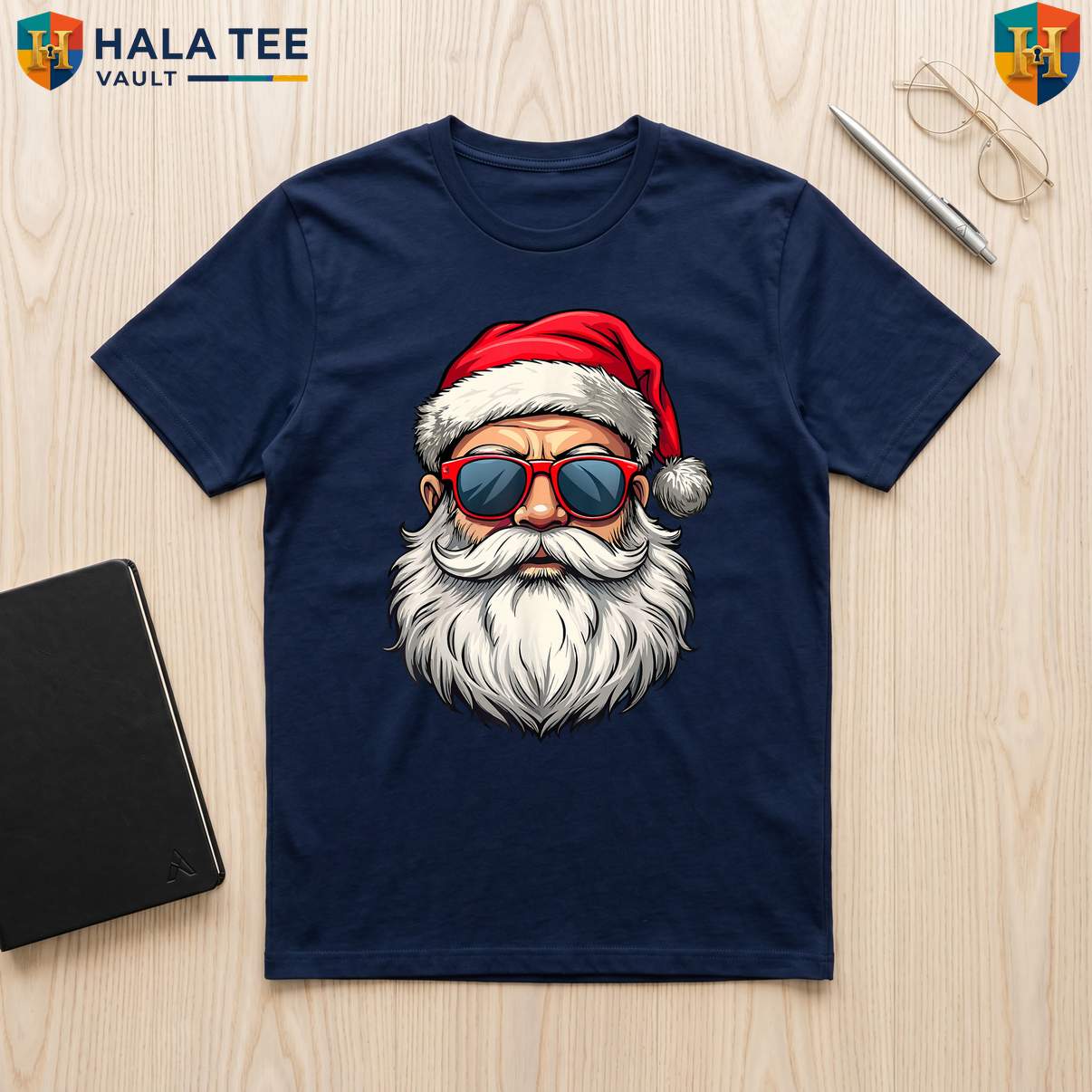 Santa Retro Sunglasses Christmas TShirt Cool Holiday Party Graphic Boys Top