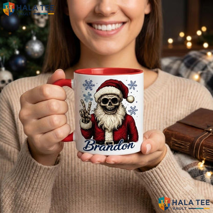 Santa Skeleton Custom Camping Mug Personalized Gothic Christmas Cup