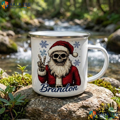Santa Skeleton Custom Accent Mug Personalized Gothic Christmas Cup