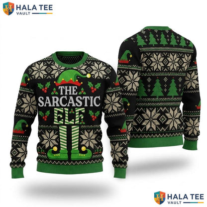 Sarcastic Elf Family Matching Christmas Sweater Funny Holiday Outfit