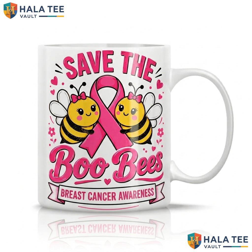 Save The Boo Bees Halloween Mug Funny Breast Cancer Awareness Ceramic Cup