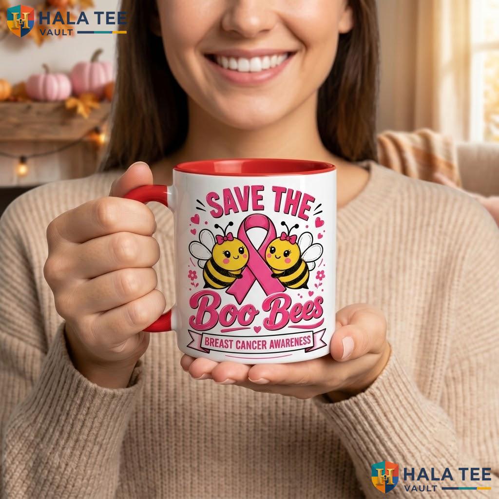 Save The Boo Bees Halloween Mug Funny Breast Cancer Awareness Ceramic Camping Mug