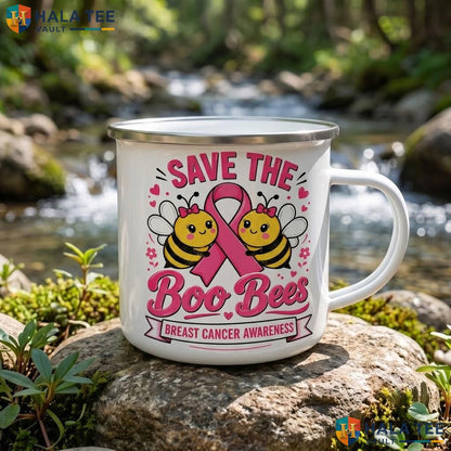 Save The Boo Bees Halloween Mug Funny Breast Cancer Awareness Ceramic Accent Mug