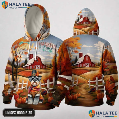 Schnauzer Colors Autumn Thanksgiving 3D Hoodie Grateful Dog Apparel