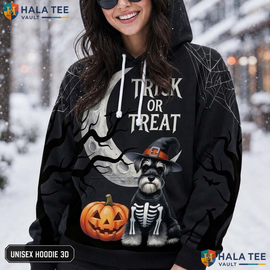 Schnauzer Skeleton Dog 3D Printed Hoodie Playful Trick Or Treat Halloween Top