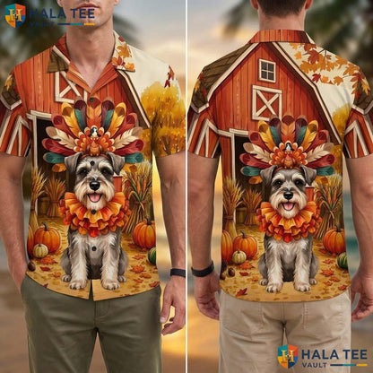 Schnauzer Turkey Thanksgiving Tropical Shirt Dog Costume Fall Scene