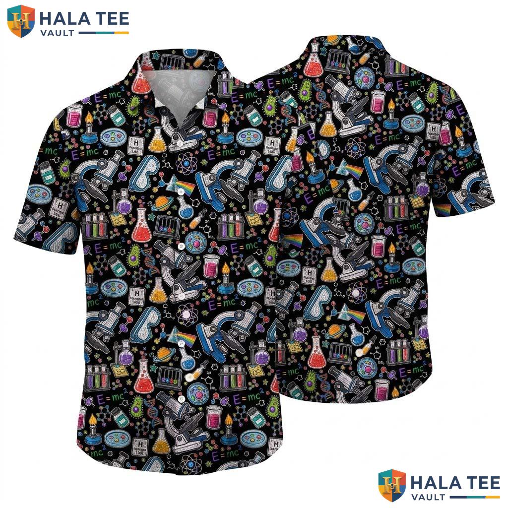 Science Lab Farm Life Hawaiian Shirt Mens Aloha Button Down Summer Top